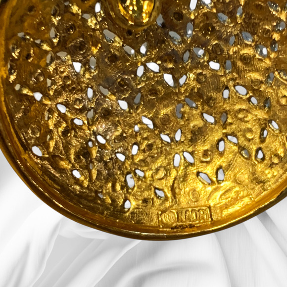 NEW Nadri Gold-Tone CZ Pavé Disc Drop Earrings Purple Statement Doorknocker - Picture 3 of 6